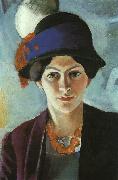 August Macke Portrait of the Artist's Wife Elisabeth with a Hat China oil painting reproduction